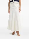 Guess Usa Frayed-hem Denim Maxi Skirt In White