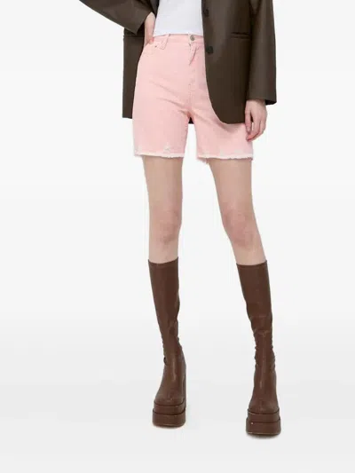 Guess Usa Frayed Pattern Shorts In Pink