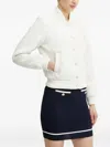 Guess Usa Fringed Bomber-style Tweed Jacket In White