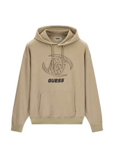 Guess Usa Front Logo Hoodie Sweatshirt In Neutrals