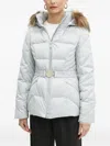 Guess Usa Fur-trimmed Belted Puffer Jacket In Blue
