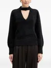 Guess Usa Fuzzy Cut-out Sweater In Black