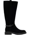 Guess Usa Fyonal Suede Chain-detail Boots In Black