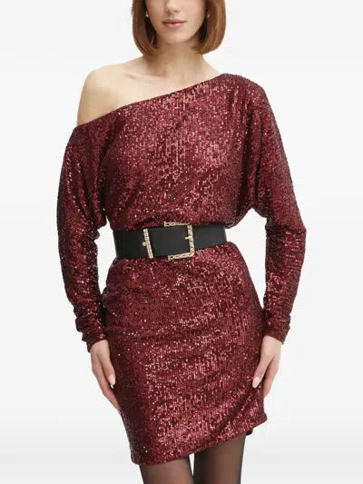 Guess Usa Gabbie Sequined Mini Dress In Burgundy