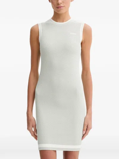 Guess Usa Gabry Perforated-knit Sleeveless Mini Dress In Neutral