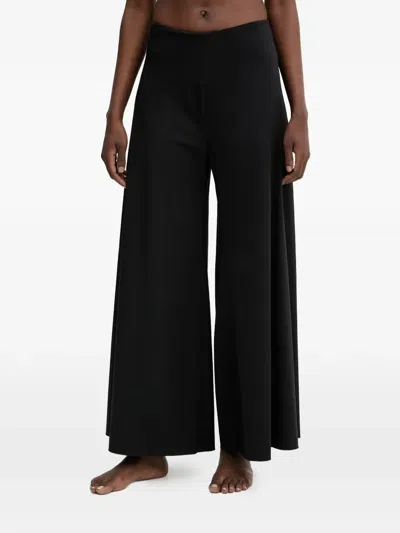 Guess Usa Gaia Logo-patch Palazzo Pants In Black