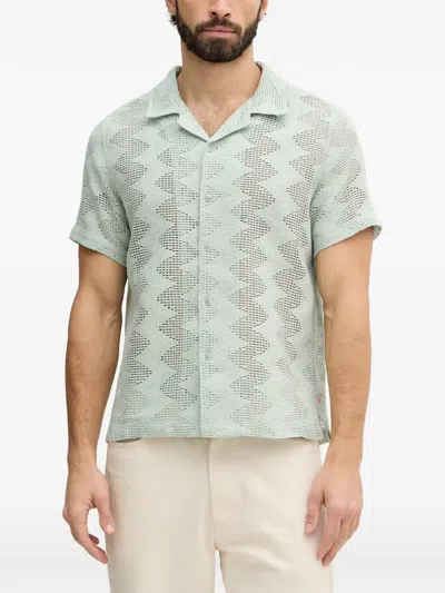 Guess Usa Geometric-design Shirt In Green