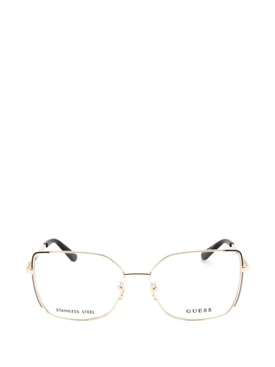 Guess Usa Geometric-frame Glasses In Gold