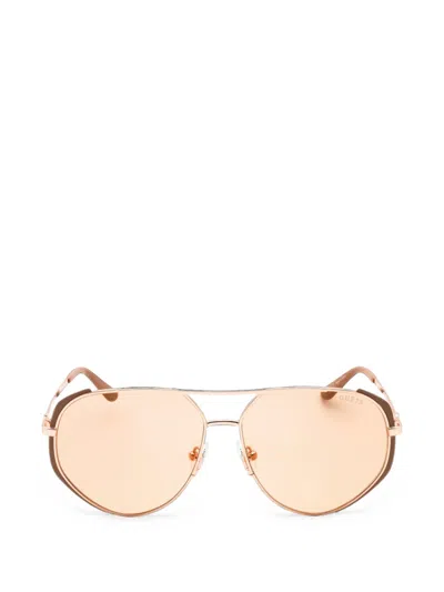 Guess Usa Geometric-frame Sunglasses In Gold