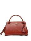 Guess Usa Georgina Python-effect Tote Bag In Brown