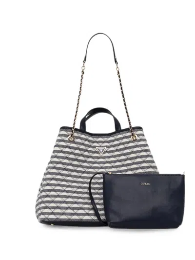 Guess Usa Giully Striped Diamond-quilted Tote Bag In Multi
