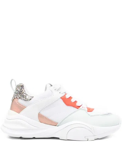 Guess Usa Glitter-panelled Chunky Sneakers In White