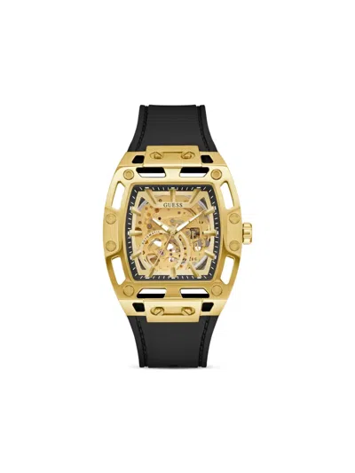 Guess Usa Gold Skeleton Automatic 44mm In Black