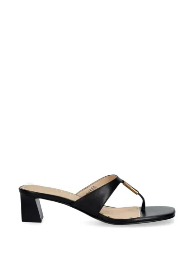 Guess Usa Gold-tone Hardware Thong Sandals In Black
