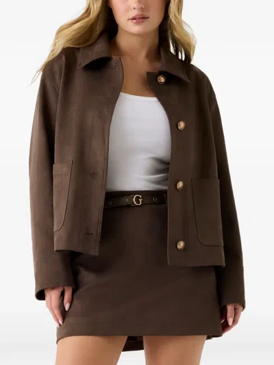 Guess Usa Grace Suede Jacket In Brown