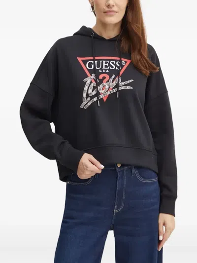 Guess Usa Graphic-print Hoodie In Black