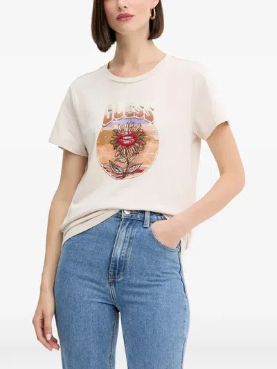 Guess Usa Graphic-print T-shirt In White