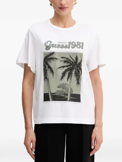 Guess Usa Graphic-print T-shirt In White