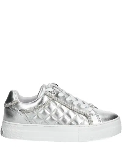 Guess Usa Gratea Quilted Metallic-effect Sneakers