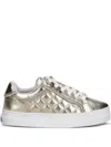 Guess Usa Gratea Quilted Metallic-effect Sneakers In Metallic
