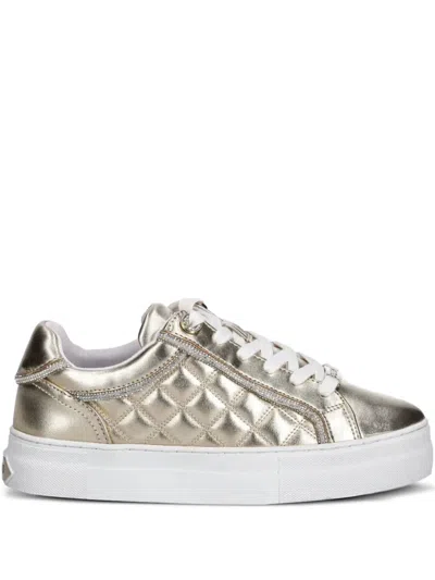 Guess Usa Gratea Quilted Metallic-effect Sneakers