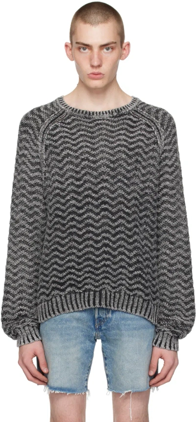 Guess Usa Gray Herringbone Sweater In F9ck Washed Out Blac