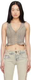 Guess Usa Gray Peplum Denim Vest In Gudt Gusa Distressed