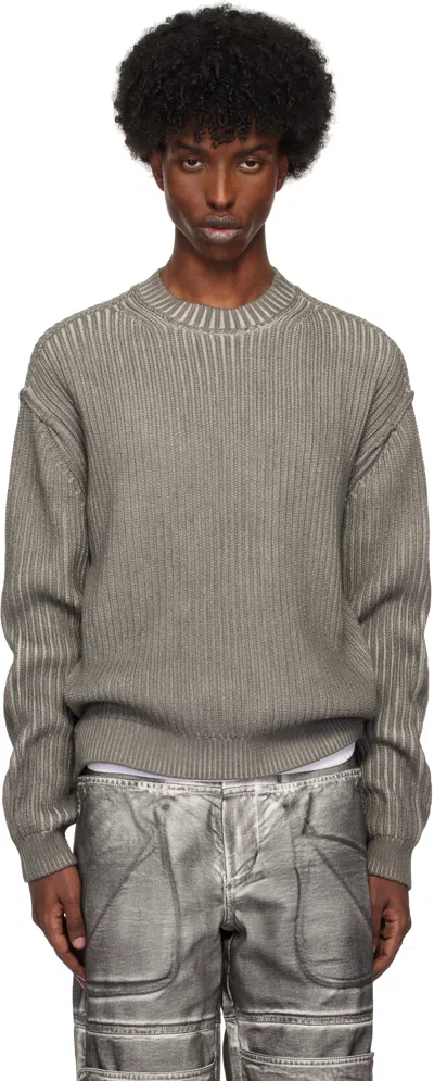 Guess Usa Gray Vintage Washed Crewneck Sweater In Jet Black Multi