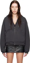 Guess Usa Gray Zip Reversible Hoodie In F9ck Washed Black