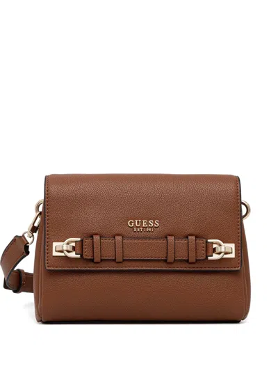 Guess Usa Gregoria Logo-plaque Cross Body Bag In Brown