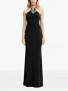 Guess Usa Halter-neck Flower-embellished Maxi Dress In Black