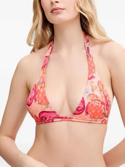 Guess Usa Halterneck Bikini Top In Multi