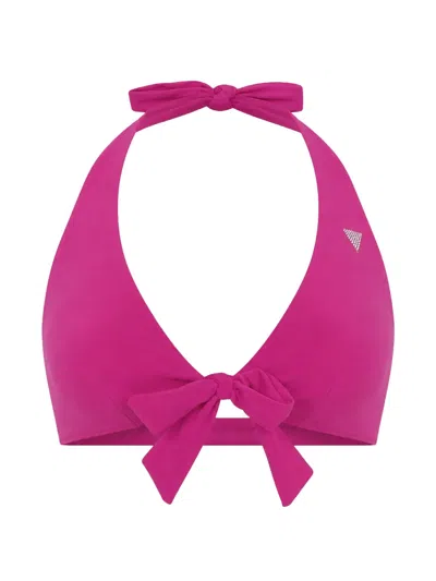 Guess Usa Halterneck Bow-detail Bikini In Pink
