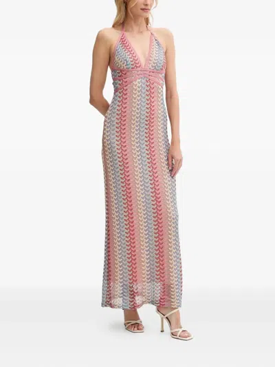 Guess Usa Halterneck Crochet Maxi Dress In Multi