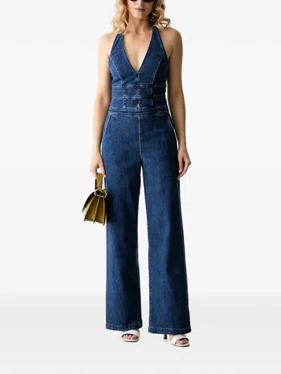 Guess Usa Halterneck Jumpsuit In Blue