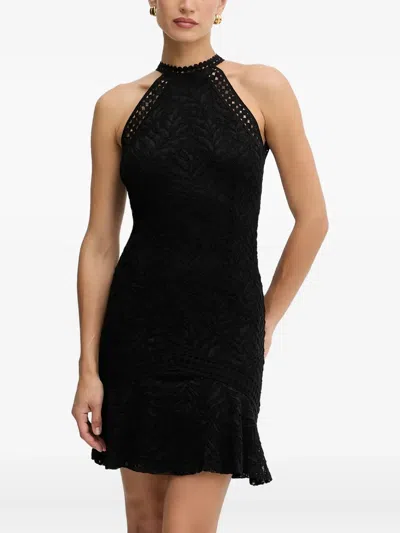 Guess Usa Halterneck Lace Dress In Black
