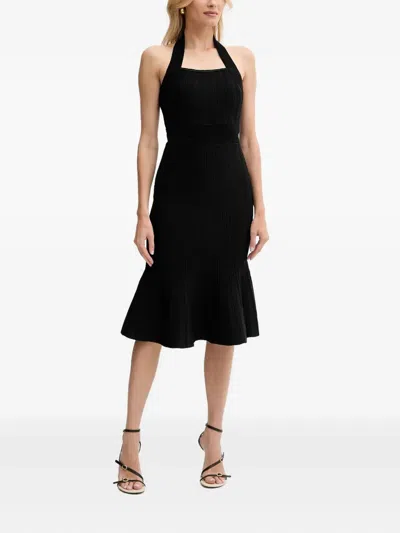 Guess Usa Halterneck Ribbed Dress In Black