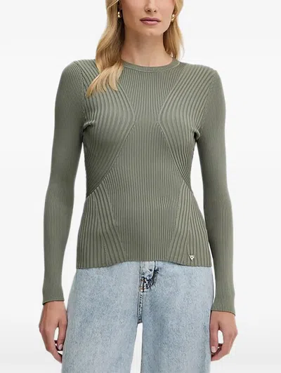 Guess Usa Hanna Ribbed Sweater In Green
