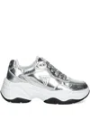 Guess Usa Hapyy Metallic-effect Leather Chunky Sneakers