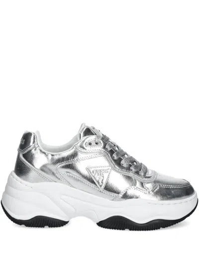 Guess Usa Hapyy Metallic-effect Leather Chunky Sneakers