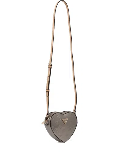 Guess Usa Heart-shaped Logo-plaque Cross Body Bag In Gray