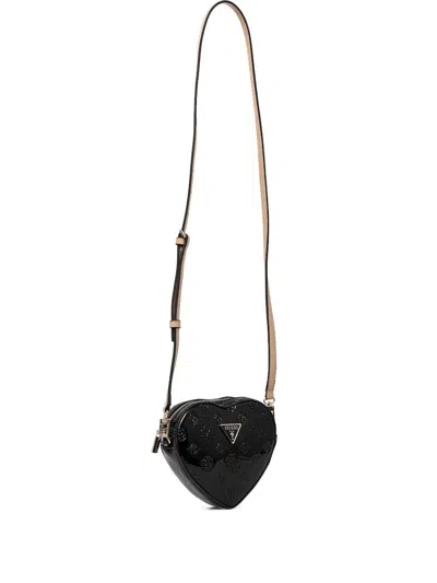 Guess Usa Heart-shaped Logo-plaque Mini Bag In Black