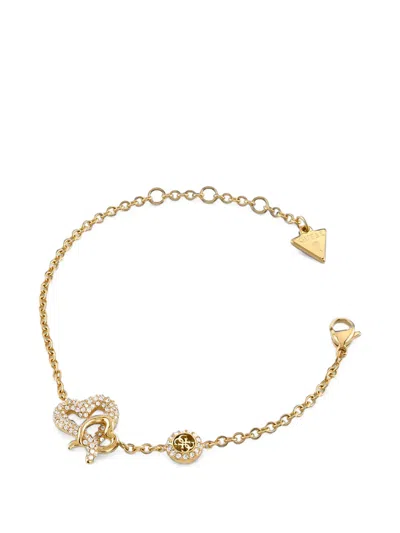 Guess Usa Hearts Pavé-set Bracelet In Gold