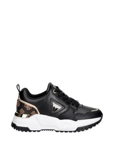 Guess Usa Helada Logo-plaque Panelled Sneakers In Black