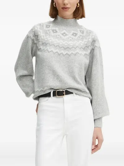 Guess Usa High-neck Patterned Sweater In Gray