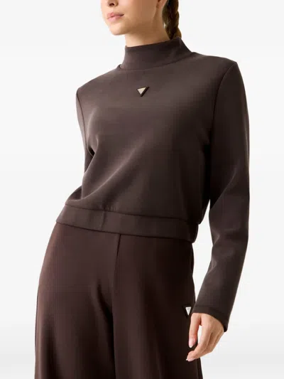 Guess Usa High Neck Sweatshirt In Brown