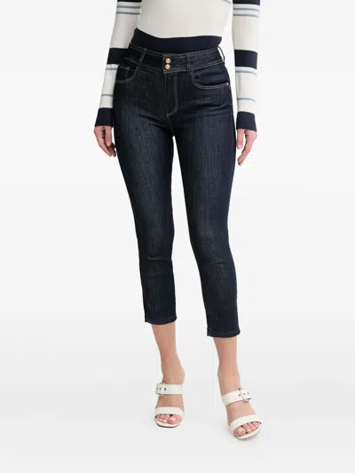 Guess Usa High-waisted Button Jeans In Blue