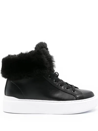 Guess Usa Histori 2 Faux-fur Sneakers In Black