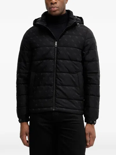 Guess Usa Hooded Monogram Jacket In Black