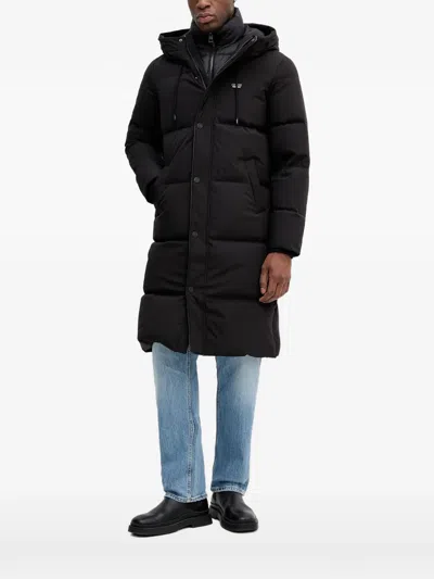Guess Usa Hooded Padded Coat In Black